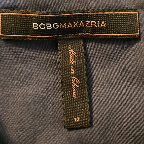 BCBGMAXAZRIA Blue Fit and Flare Summer Dresswith Pockets Size 12 fits 10 - Picture 5 of 8